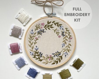 Spring Flower Wreath Embroidery Kit // Make Your Own // DIY Craft Kit