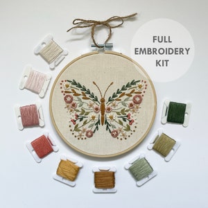 Wildflower Butterfly Embroidery Kit // Make Your Own // DIY Craft Kit