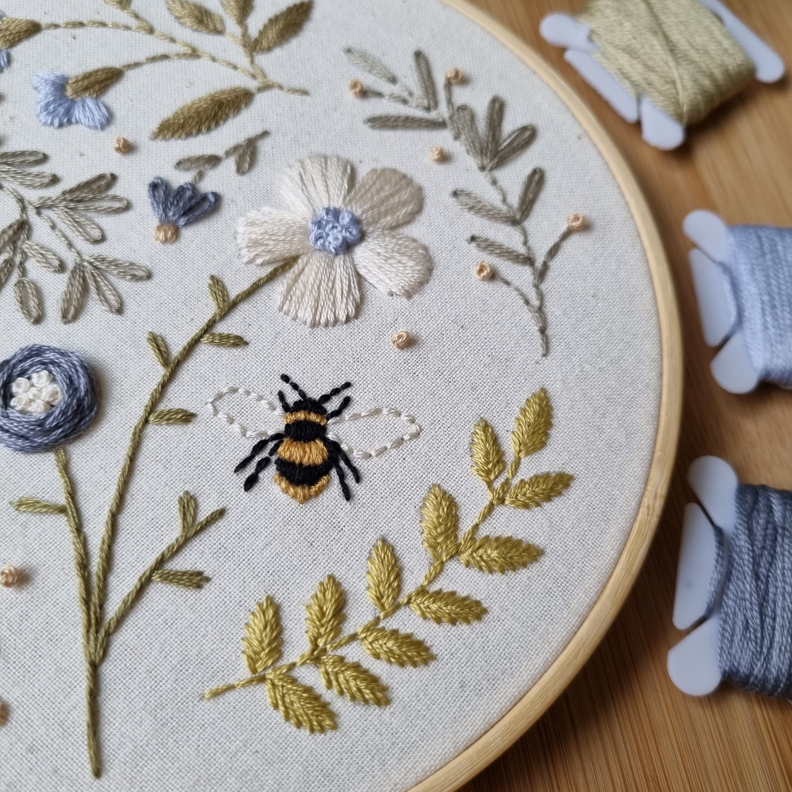 Botanical Blue Flowers // 6 Inch Embroidery Hoop Art // PDF Pattern ...