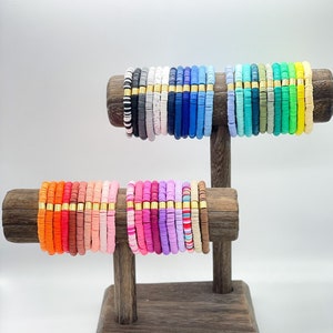 Heishi Bracelet with Gold or Silver Cylinder Accent | Bead Bracelet