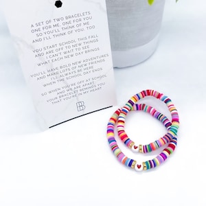 Mommy & Me Back to School Bracelet Set With Note | Matching Heart Bracelets