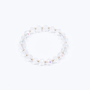 Glass Bead Bracelet | Clear and Gold