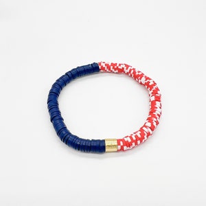 Navy + Red/White Speckle Cylinder Bracelet | 4th of July Bracelet