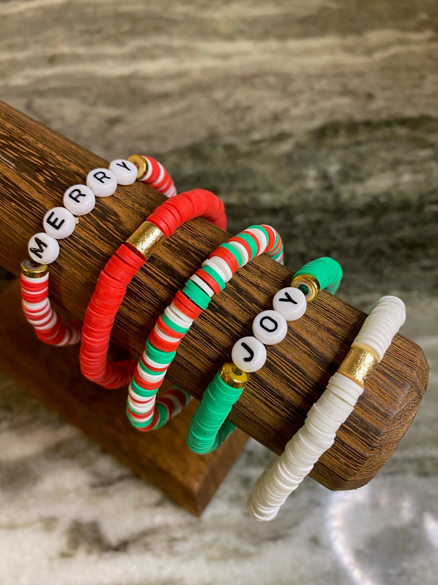 Christmas Style Polymer Clay Beads Bracelet Christmas Tree - Temu