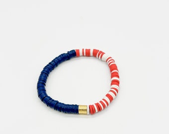 Red White and Boujee Cylinder Bracelet | 4th of July Bracelet