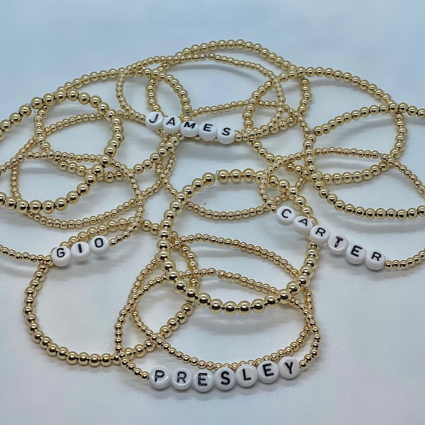 Real 14k Gold Filled Bead Custom Name Bracelet