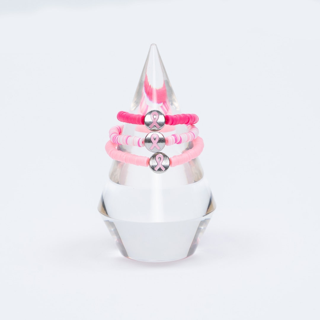Braccialetti Elenco Rosa Per Consapevolezza Del Seno – Con Perle E Ciondolo – Gioiello Ispirazionale Per Donne, Simbolo Di Supporto E Speranza