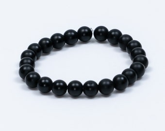 8mm Black Beaded Bracelet