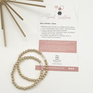 14K Gold Filled Soul Sister Armband Set mit Karte | Passende Best Friend Armbänder