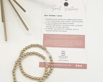 14K Gold Filled Soul Sister Bracelet Set With Card | Matching Best Friend Bracelets
