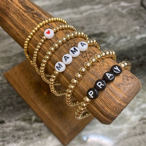 Bracelet avec nom personnalisé en perles d'or 14 carats image 8