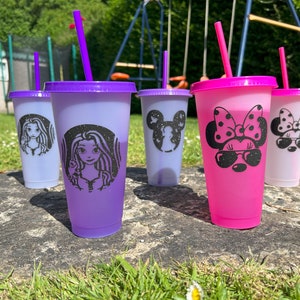 Personalised Colour Change Princess 24oz Cold Cups with straw