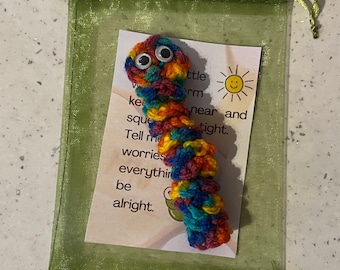 Crochet Worry Worm Angst, Stress, zappeln, beruhigendes Spielzeug