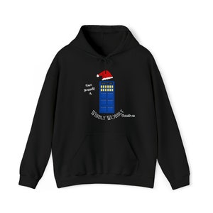 Doctor Who Have a Wibbly Wobbly Christmas Tardis Unisex Heavy Blend Hooded Sweatshirt