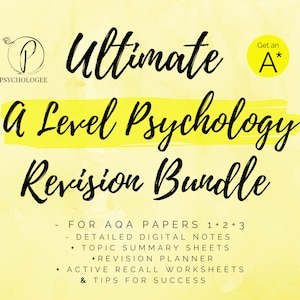 Ultimate Psychology A Level Revision Bundle AQA A Level | Clear Concise Aesthetic Notes and Resources | New Spec Year 1 & 2 Topics Covered