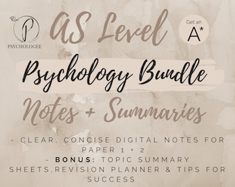 Psychology A level Revision Notes bundle for AQA AS Level / Year 1 | Clear Concise Aesthetic Notes | All AS Topics Covered