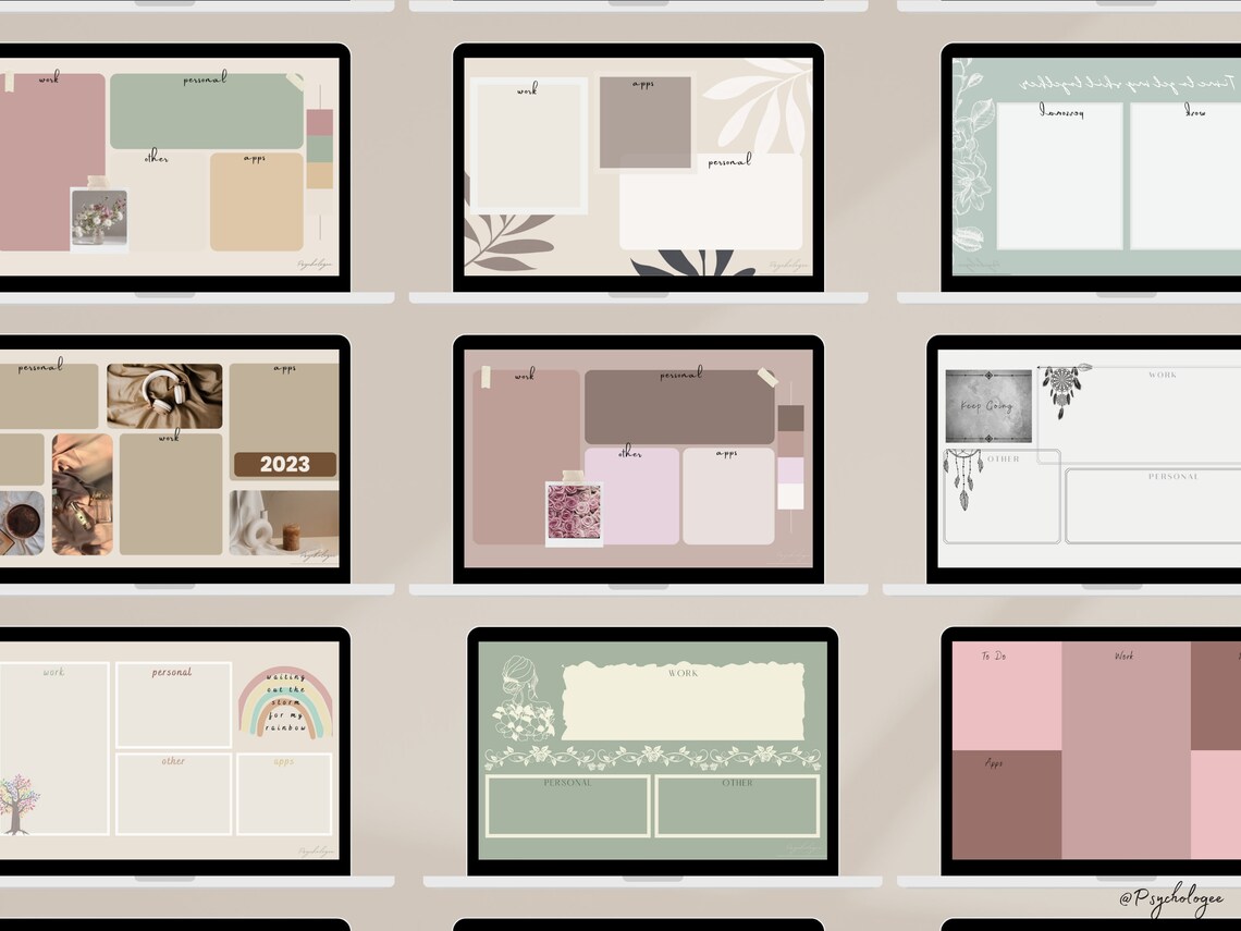 60 Aesthetic Minimalist Wallpaper Desktop Organiser MacBook Laptop, Calendar 2023, Natural Pink