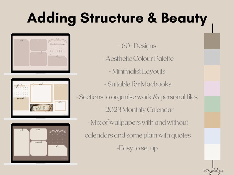 60 Aesthetic Minimalist Wallpaper Desktop Organiser MacBook Etsy