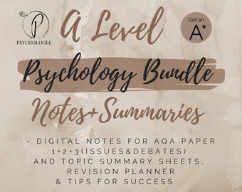 Psychology A level Revision Notes bundle AQA A Level | Clear Concise Aesthetic Notes | Year 1 & 2 Topics Covered (not options)