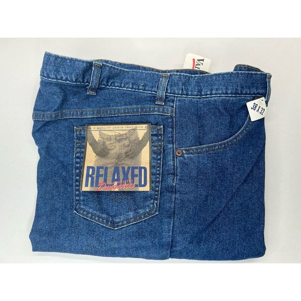 Vintage 90s Authentic Dungarees Denim Jeans 38x32 Relaxed Fit New Old Stock