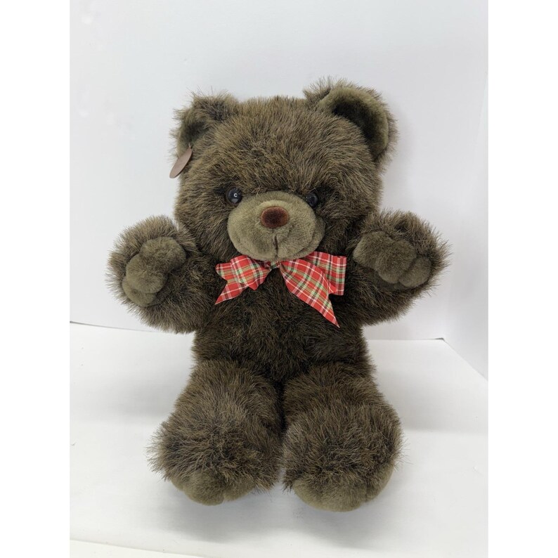 Cuddle Wit Teddy Bear Plush Stuffed Animal Brown With Bow 19” 1991 With ...