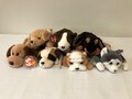 Ty Beanie Baby Choice of Dog Fetch, Bones, Bruno, Doby, Bernie, Wrinkles, Nanook