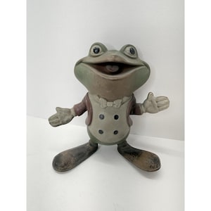 Vintage 1948 Rempel Froggy the Gremlin Rubber Squeaky Toy Frog 5” Akron OH USA