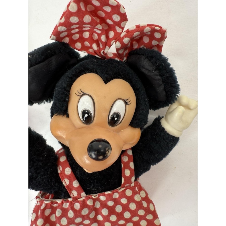 Vintage Disney Minnie Mouse Plush Doll Applause 1970s 8" Rubber Face Extra Dress image 4