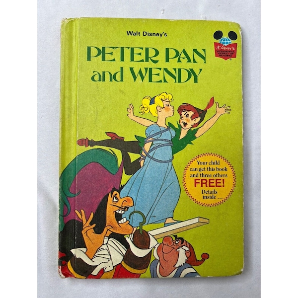 Walt Disney's Peter Pan and Wendy Book Children's Book Club 1st Edition 1981