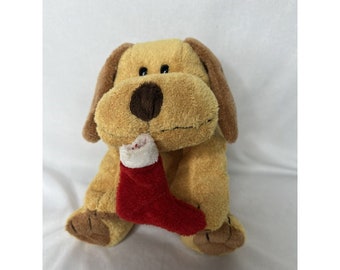 TY Beanie Babies Pluffies Goodies Brown Dog Christmas Holiday Stocking 9”