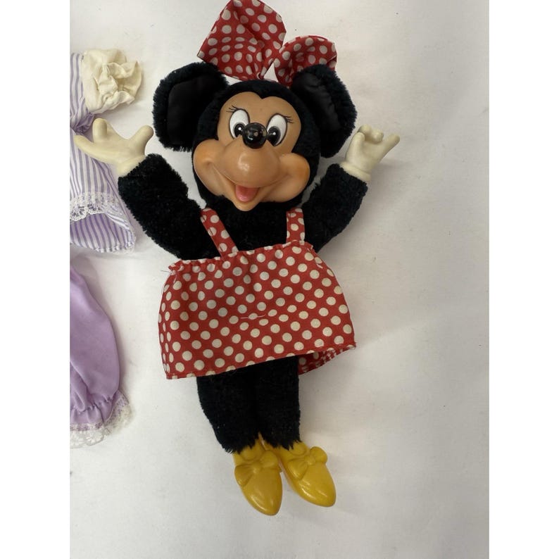 Vintage Disney Minnie Mouse Plush Doll Applause 1970s 8" Rubber Face Extra Dress image 3