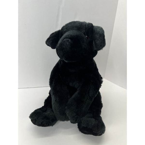 Vintage Wishpets Black Lab Retriever Dog Plush Floppy Stuffed Animal 2000 15”