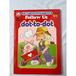 Vintage Follow Us Dot to Dot Coloring Activity Golden Book Kid 80s USA 1987