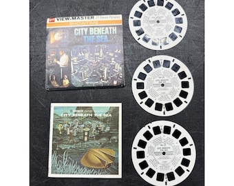 GAF View-Master 3 Reels & Booklet City Beneath the Sea 1971 Sci-Fi Classic B496