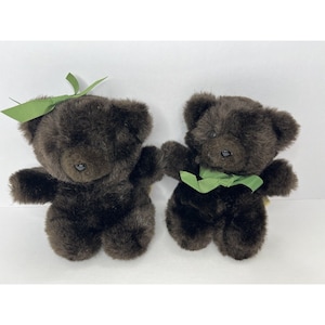 Vintage Applause Set Of 2 Kiki Teddy Bear Plush 7&quot; Brown Stuffed Animal 1985