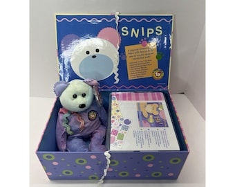 TY Beanie Babies Official Club Snips Pink & Purple Bear With Tags Box 2004