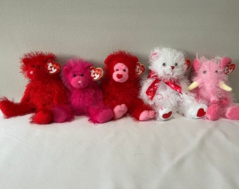 Ty Punkies Choice of Valentines Day Themed Bear or Elephant