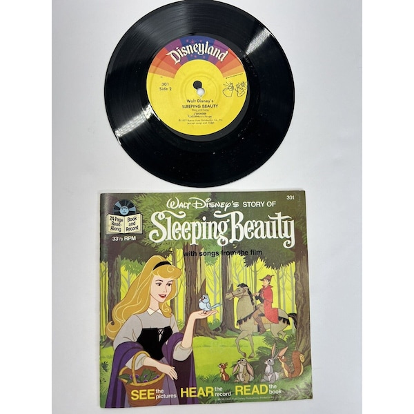 1977 What Disney’s Sleeping Beauty Golden Book Record 33 RPM 7" Vinyl Vintage