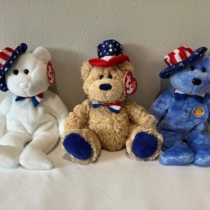 Ty Beanie Babies Choice of America Bears, Independence all colors available