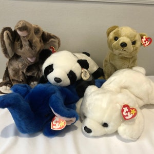 Ty Beanie Buddies Choice Of Wild Animal Peanut, Trumpet, Almond, Peking, Chillly