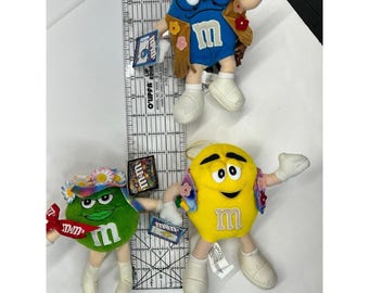 Vintage M&ms Lot of 3 Green Plush Toys Stuffed Candy Bean