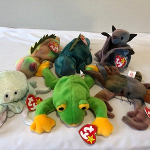TY Beanie Babies Choice of Reptile or Water Animal, Iggy, Claude, Smoochy, Goochy, Batty