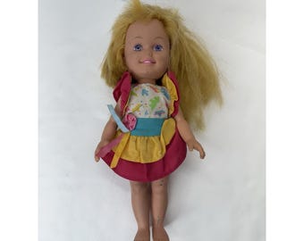 Vintage 1987 Playskool Dolly Surprise Grow Hair Doll With Clothes 10''