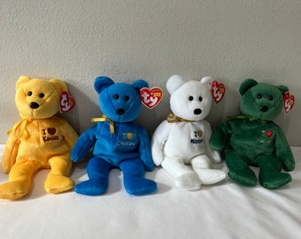 Ty Beanie Babies Choice of State Exclusive Bears, I love Kansas, Louisiana, Mississippi, New Jersey