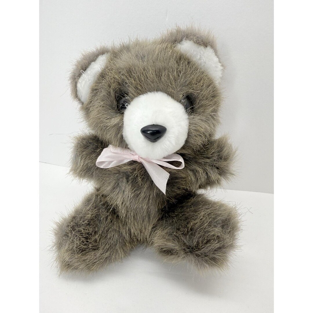 Vintage Stuffed Plush Minky Brown Teddy Bear Pink Ribbon 8 Inch - Etsy