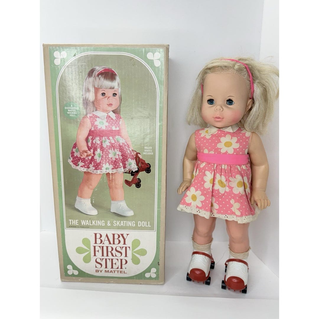 Baby First Step 1964 the Walking Doll by Mattel Mid Flower Dress