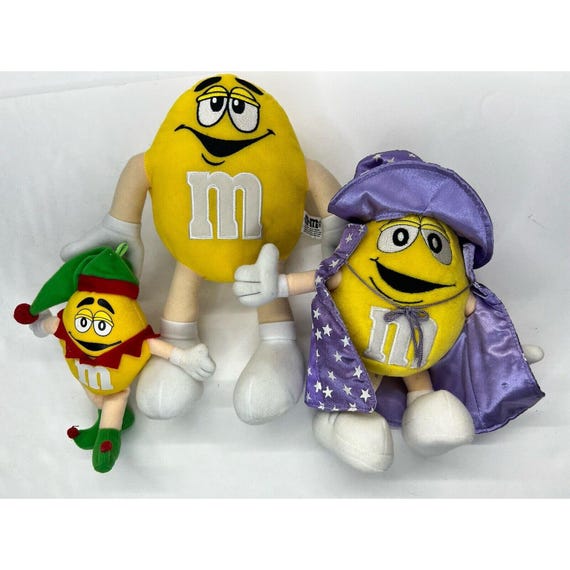 Vintage M&ms Lot of 3 Yellow Plush Toys Galerie Christmas Elf