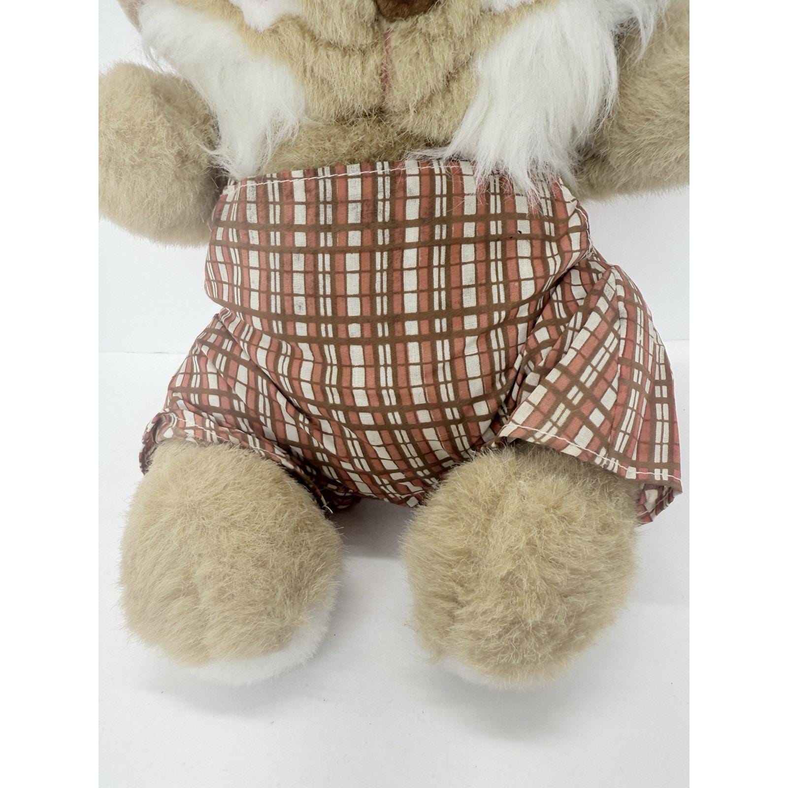 Vintage Sleeping Bunny Rabbit Plush Stuffed Animal Plaid
