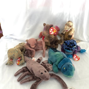 Ty Beanie Babies Choice of Reptile and Insect Scaly, Batty, Scorch, Toothy, Dart, Stinger, Rainbow