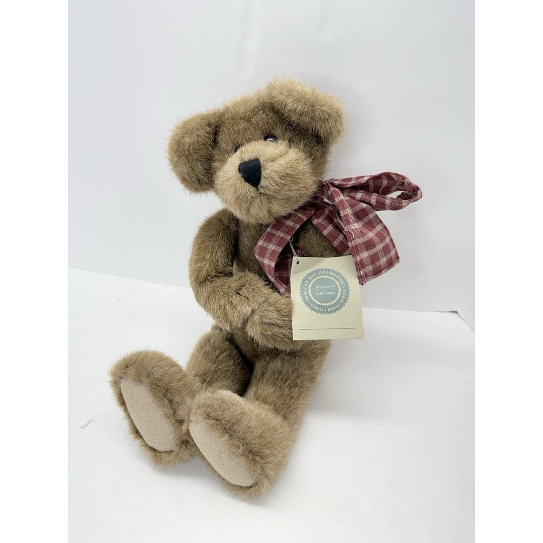 Boyds Bears Wilcox J Beansford Plush Teddy Bear 14” Plaid Bow Jointed ...